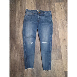 MADEWELL Women’s Size 33T Medium Blue Wash Curvy High-Rise Skinny Distressed